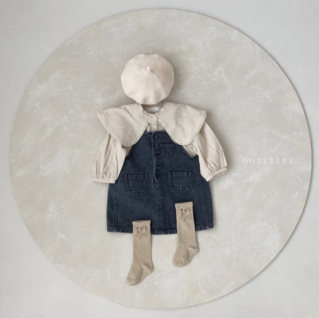 OOTT BEBE - Korean Children Fashion - #Kfashion4kids - Bong Bong Denim One-piece - 5