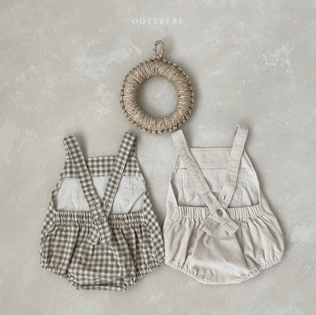 OOTT BEBE - Korean Children Fashion - #Kfashion4kids - Corduroy Dungarees Bodysuit - 12