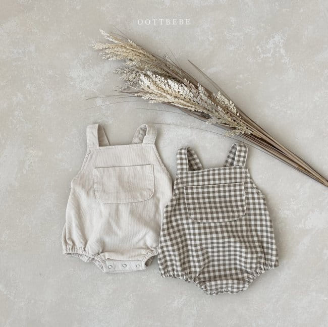 OOTT BEBE - Korean Children Fashion - #Kfashion4kids - Corduroy Dungarees Bodysuit - 3