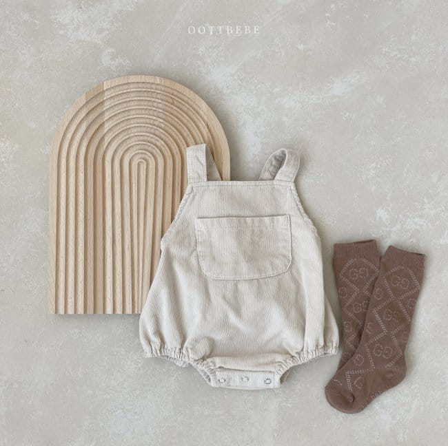 OOTT BEBE - Korean Children Fashion - #Kfashion4kids - Corduroy Dungarees Bodysuit - 4