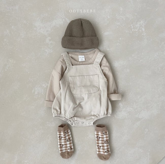 OOTT BEBE - Korean Children Fashion - #Kfashion4kids - Corduroy Dungarees Bodysuit - 9