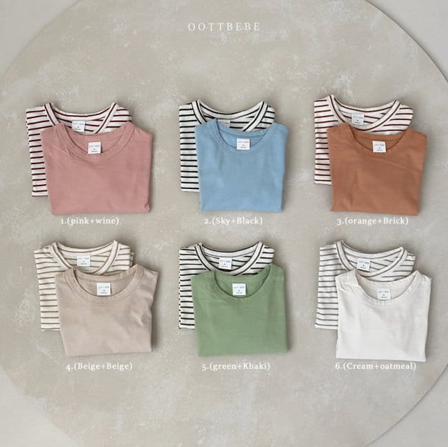 OOTT BEBE - Korean Children Fashion - #Kfashion4kids - Basic 1+1 Tee Set - 10