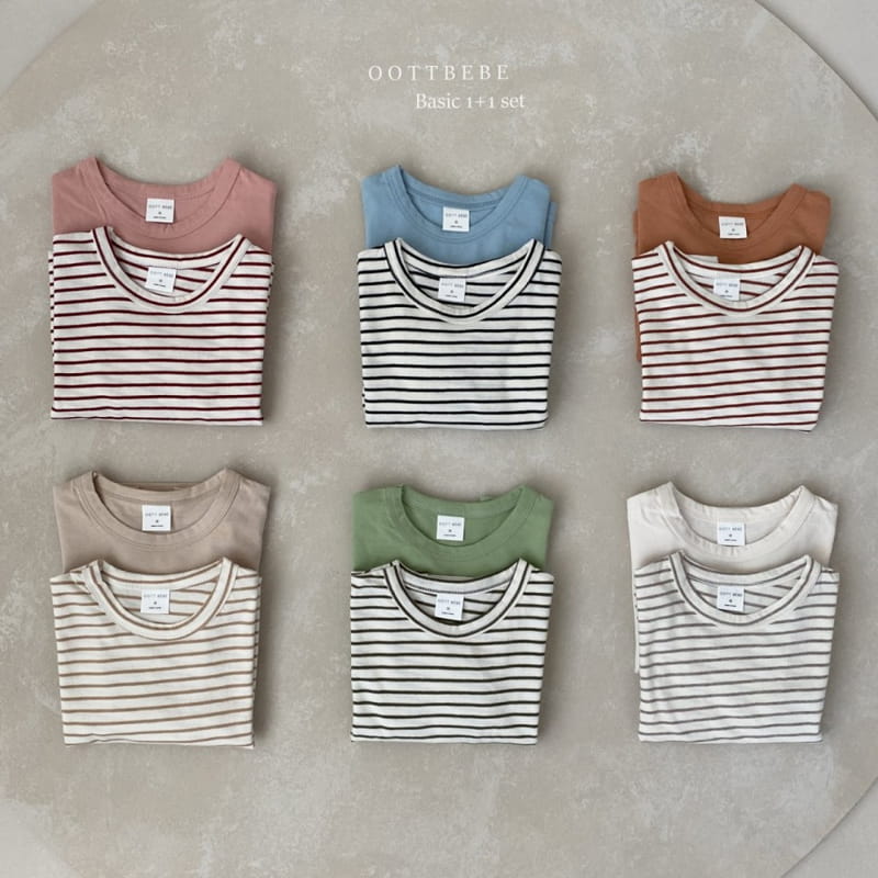 OOTT BEBE - Korean Children Fashion - #Kfashion4kids - Basic 1+1 Tee Set - 2