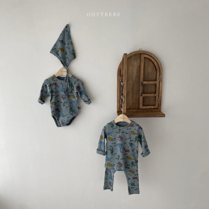 OOTT BEBE - Korean Children Fashion - #Kfashion4kids - Dino Bodysuit with Bonnet - 5