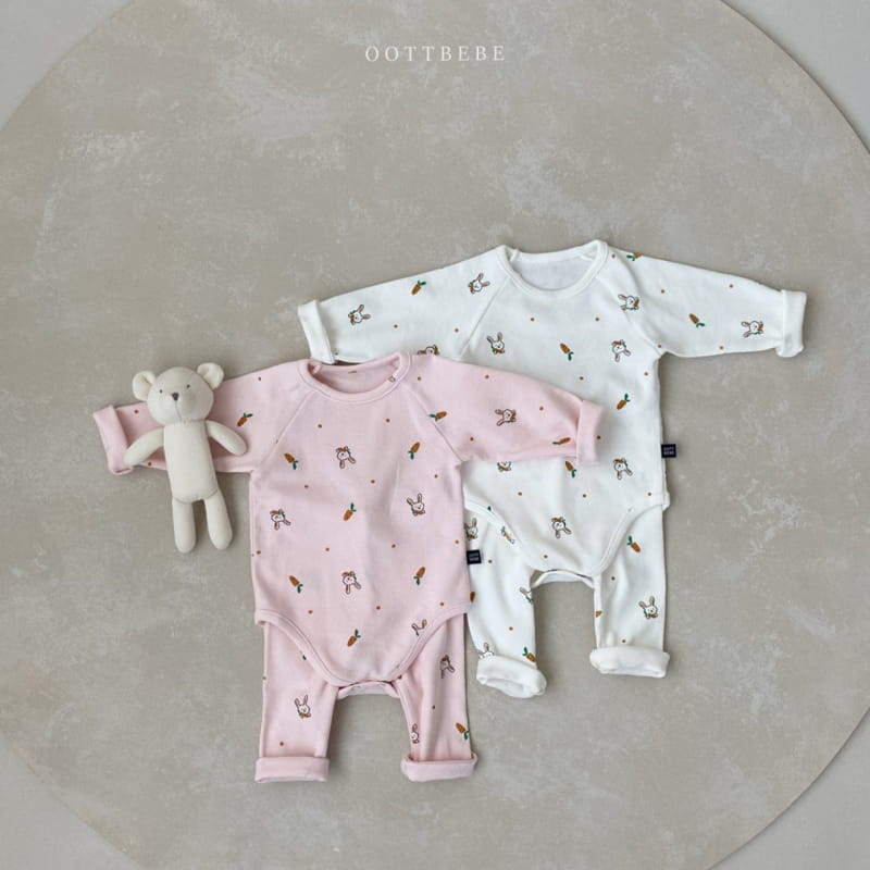 OOTT BEBE - Korean Children Fashion - #Kfashion4kids - Carrot Barney Bonnet Leggings Bodysuit Set - 10