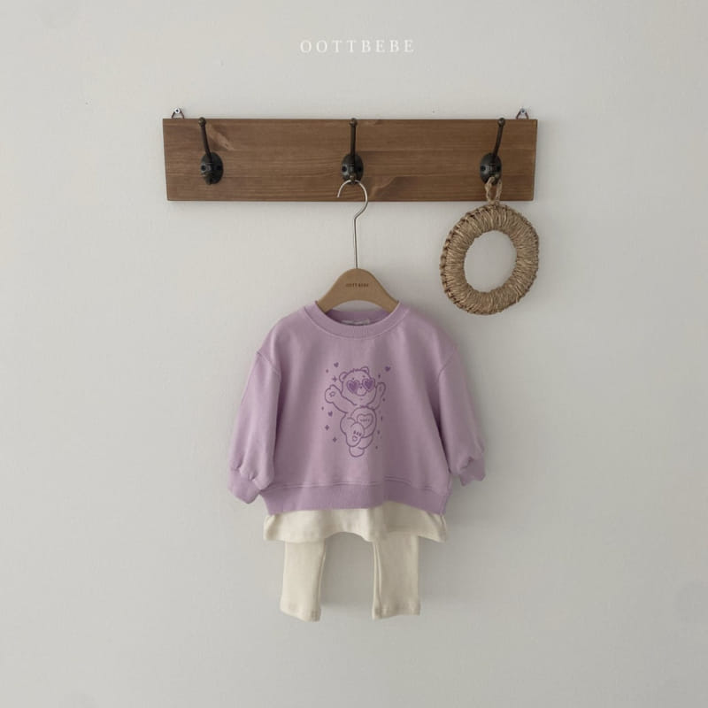 OOTT BEBE - Korean Children Fashion - #Kfashion4kids - Teddy Layered Sweatshirt Leggings Set - 10