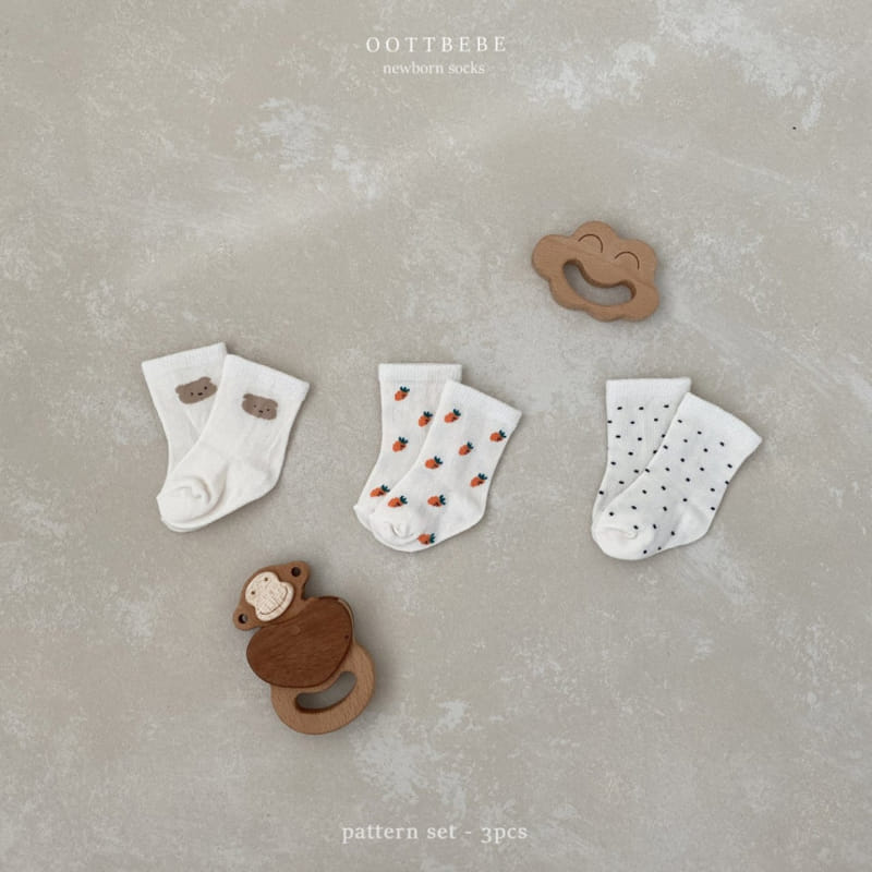 OOTT BEBE - Korean Children Fashion - #Kfashion4kids - New Born Socks Pattern [set of 3]