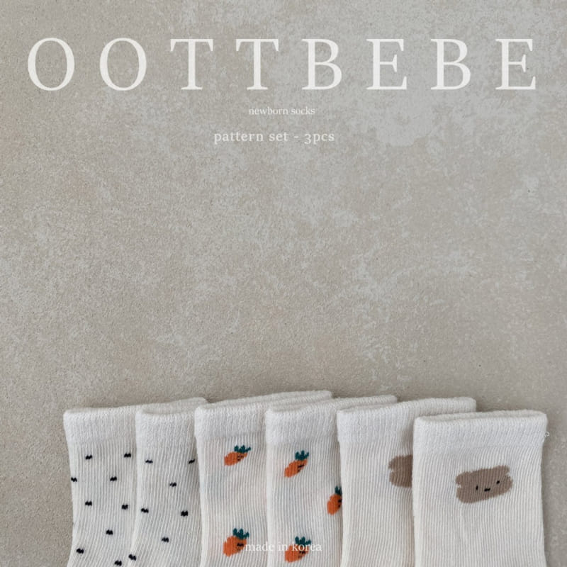 OOTT BEBE - Korean Children Fashion - #Kfashion4kids - New Born Socks Pattern [set of 3] - 9