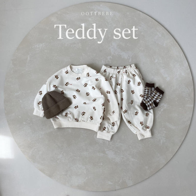 OOTT BEBE - Korean Children Fashion - #Kfashion4kids - Teddy Top Bottom Set  - 3