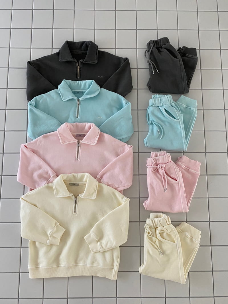 OUR - Korean Children Fashion - #Kfashion4kids - After Wash Collar Top Bottom Set with Mom