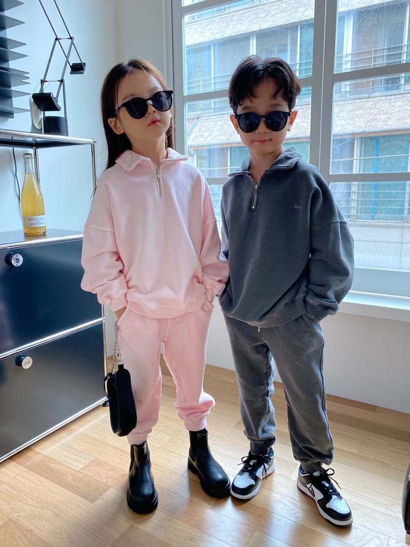 OUR - Korean Children Fashion - #Kfashion4kids - After Wash Collar Top Bottom Set with Mom - 9