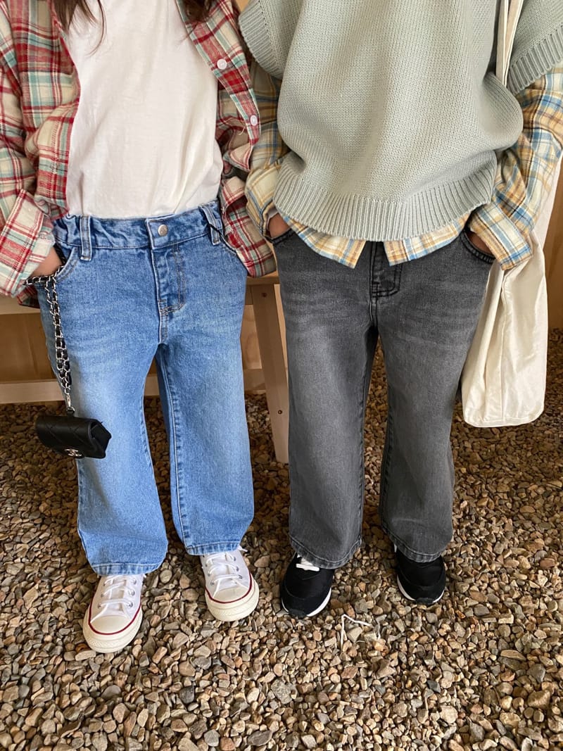 OUR - Korean Children Fashion - #Kfashion4kids - Leaf Wide Denim Pants with Mom - 5