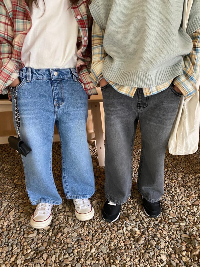 OUR - Korean Children Fashion - #Kfashion4kids - Leaf Wide Denim Pants with Mom - 6