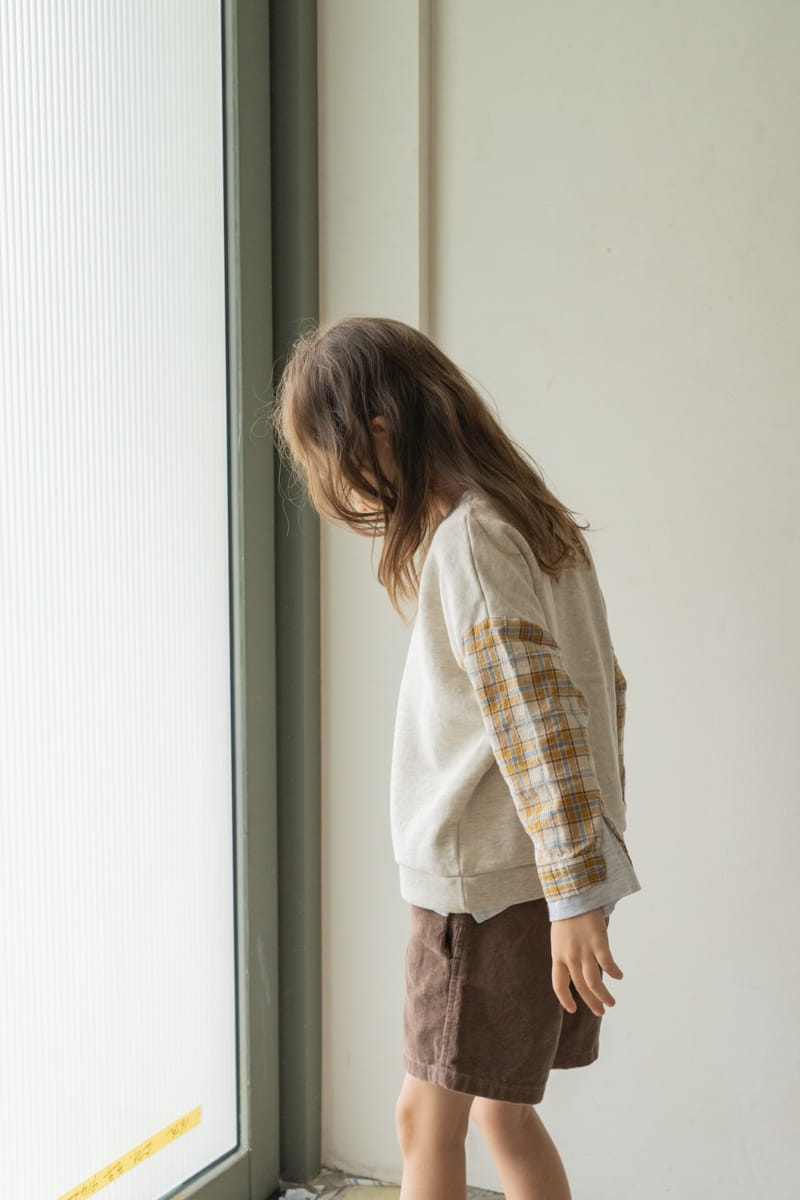 PAPER STUDIOS - Korean Children Fashion - #Kfashion4kids - Check Sleeve Sweatshirt
