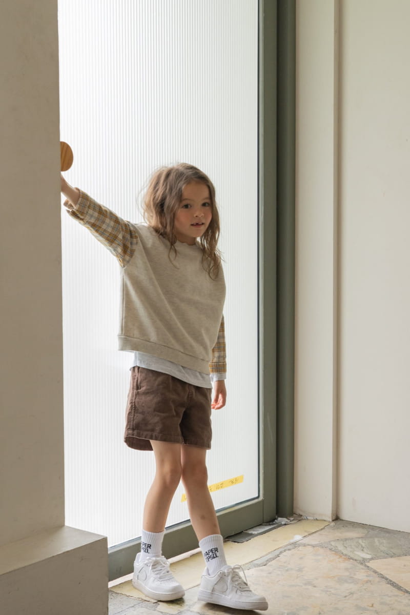 PAPER STUDIOS - Korean Children Fashion - #Kfashion4kids - Check Sleeve Sweatshirt - 3