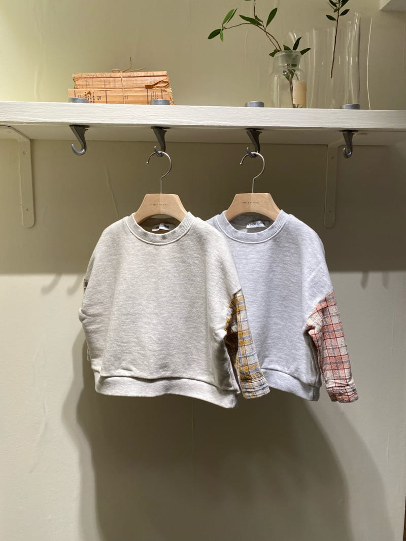PAPER STUDIOS - Korean Children Fashion - #Kfashion4kids - Check Sleeve Sweatshirt - 4