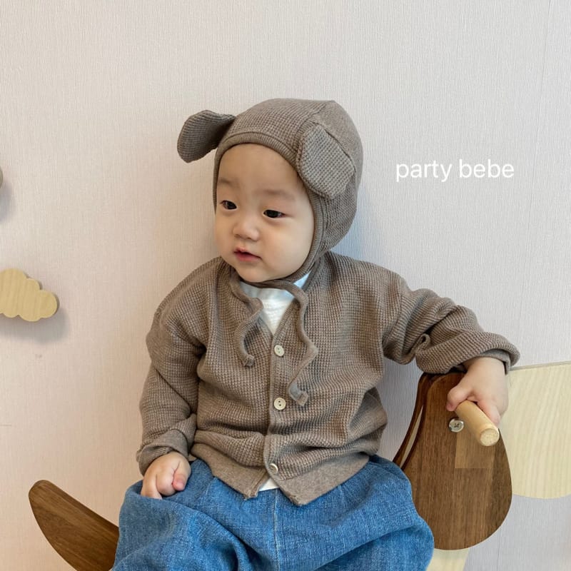 PARTY KIDS - Korean Children Fashion - #Kfashion4kids - Croiffle Cardigan with Bonnet - 3