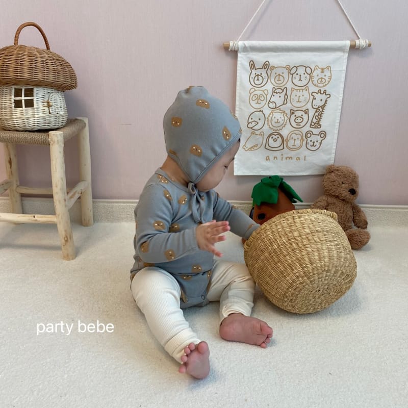 PARTY KIDS - Korean Children Fashion - #Kfashion4kids - Touch Bear Romper with Bonnet - 12