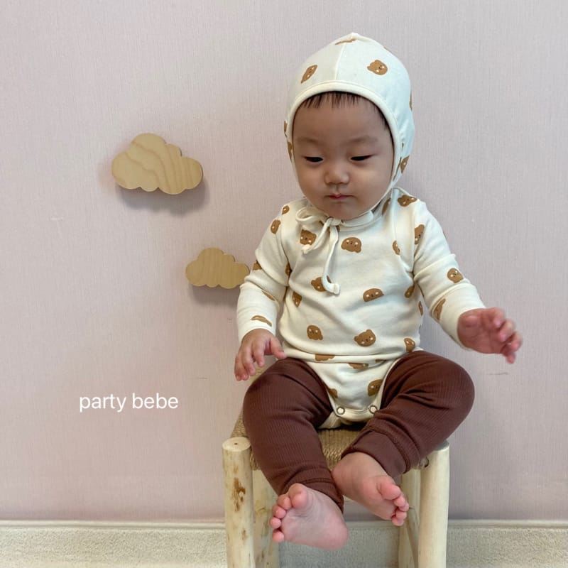 PARTY KIDS - Korean Children Fashion - #Kfashion4kids - Touch Bear Romper with Bonnet - 2