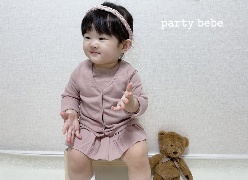 PARTY KIDS - Korean Children Fashion - #Kfashion4kids - Bebe Frill Romper with Cardigan - 3