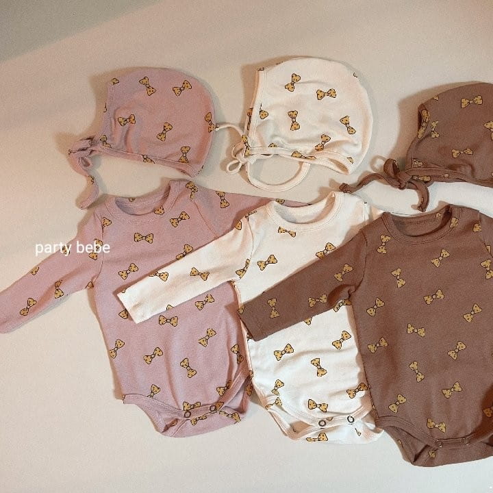 PARTY KIDS - Korean Children Fashion - #Kfashion4kids - Ribbon Romper with Bonnet
