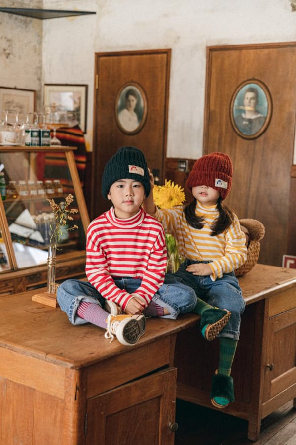PEANUT - Korean Children Fashion - #Kfashion4kids - One Point Stripe Tee