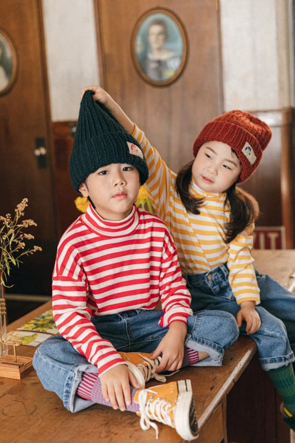 PEANUT - Korean Children Fashion - #Kfashion4kids - One Point Stripe Tee - 2