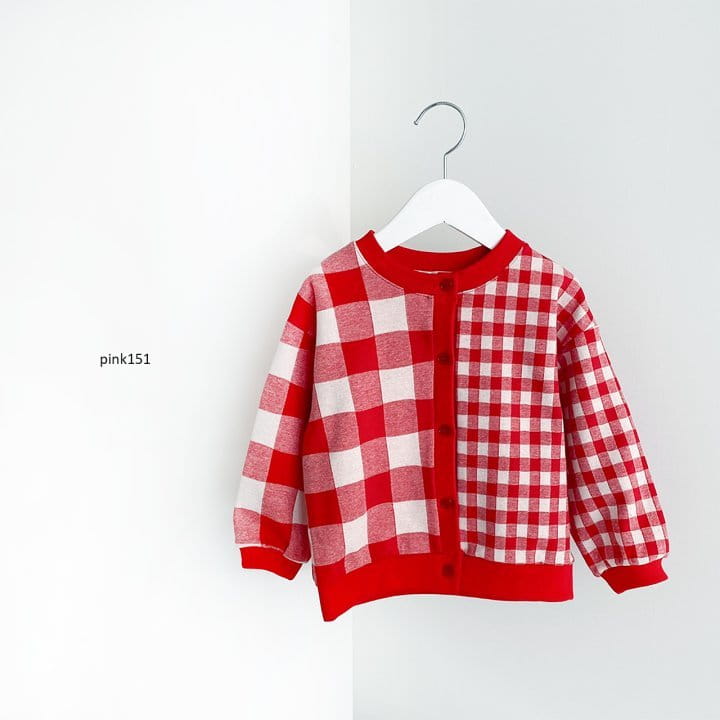 PINK151 - Korean Children Fashion - #Kfashion4kids - Half Check Cardigan - 4