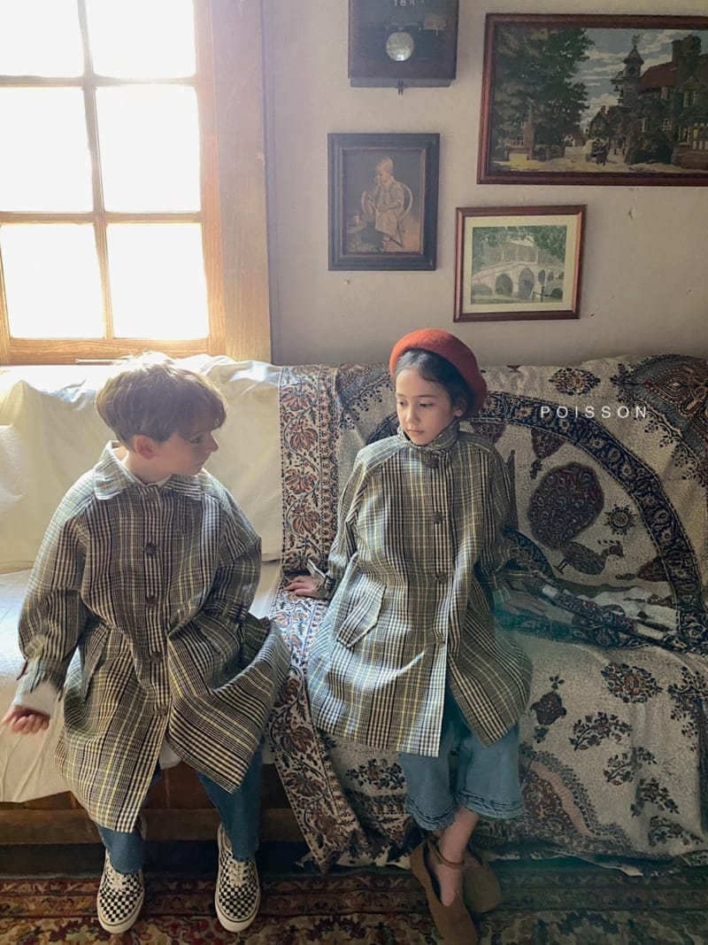 POISSON - Korean Children Fashion - #Kfashion4kids - Check Mac Coat