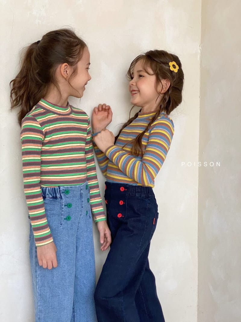 POISSON - Korean Children Fashion - #Kfashion4kids - Stripe Half Turtleneck Tee