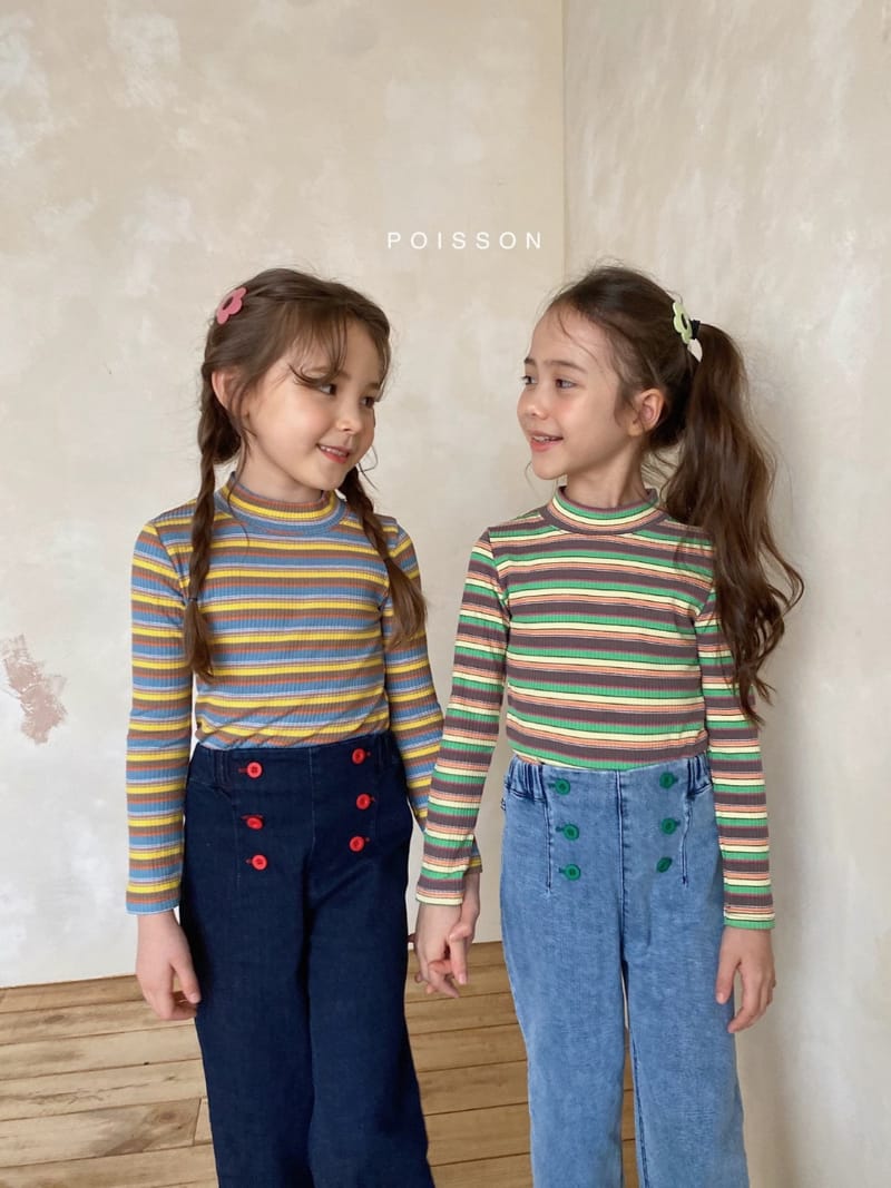 POISSON - Korean Children Fashion - #Kfashion4kids - Stripe Half Turtleneck Tee - 12