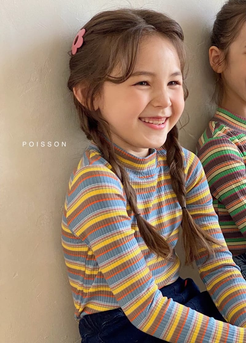 POISSON - Korean Children Fashion - #Kfashion4kids - Stripe Half Turtleneck Tee - 2