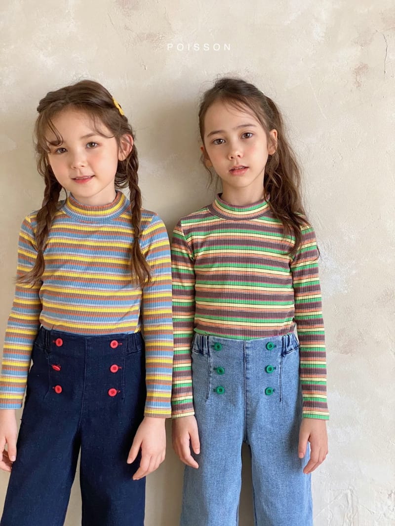 POISSON - Korean Children Fashion - #Kfashion4kids - Stripe Half Turtleneck Tee - 3