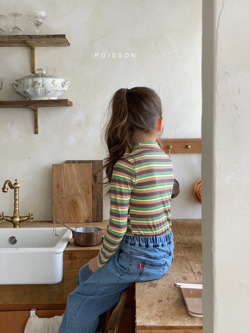 POISSON - Korean Children Fashion - #Kfashion4kids - Stripe Half Turtleneck Tee - 4