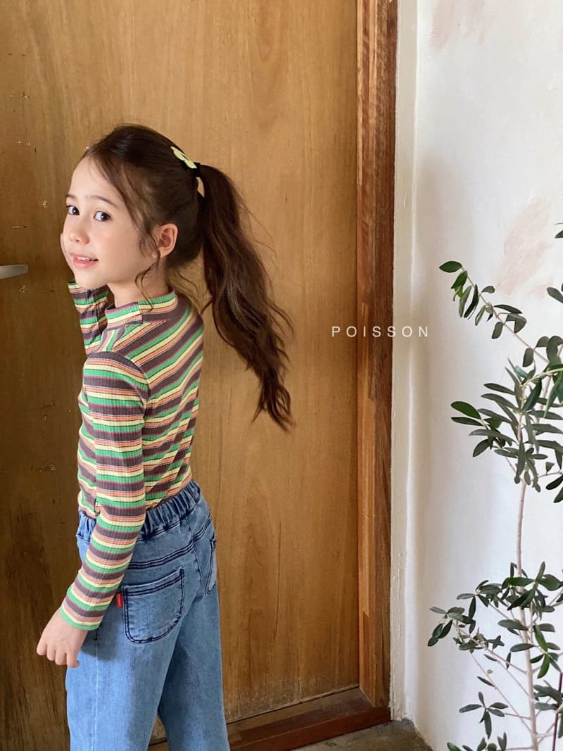 POISSON - Korean Children Fashion - #Kfashion4kids - Stripe Half Turtleneck Tee - 6