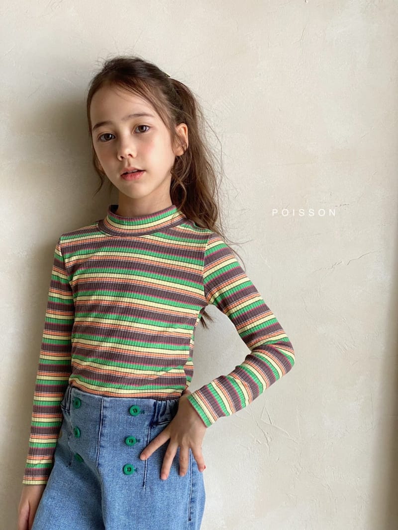 POISSON - Korean Children Fashion - #Kfashion4kids - Stripe Half Turtleneck Tee - 7