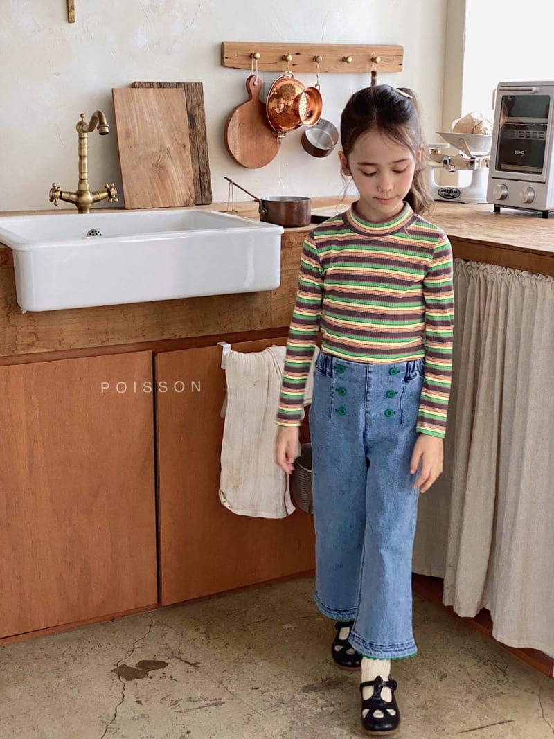 POISSON - Korean Children Fashion - #Kfashion4kids - Stripe Half Turtleneck Tee - 8