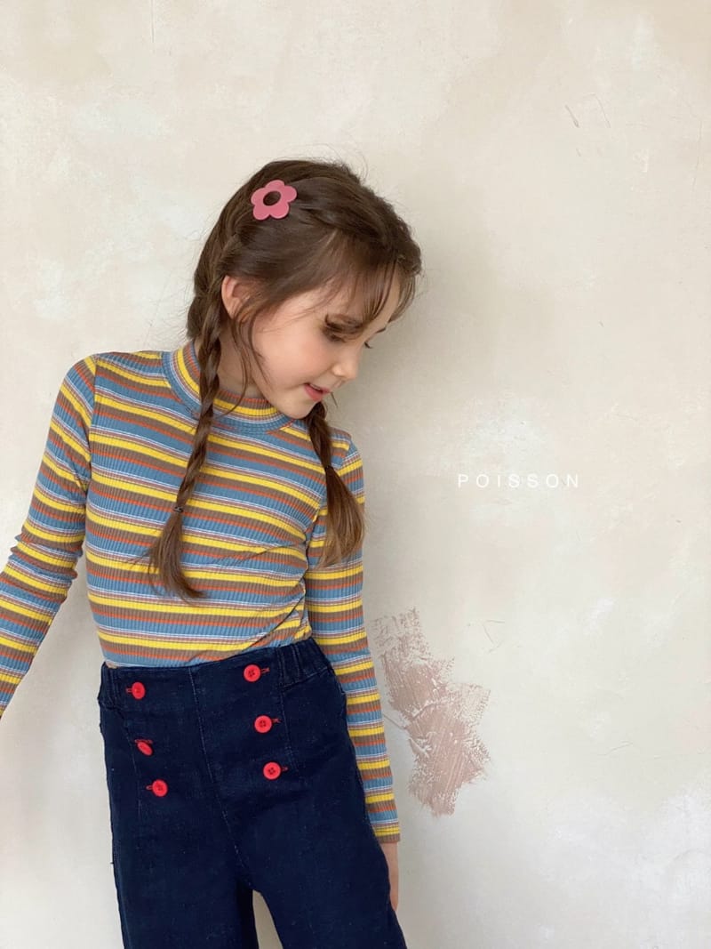 POISSON - Korean Children Fashion - #Kfashion4kids - Stripe Half Turtleneck Tee - 9