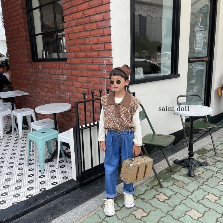 SAINT DOLL - Korean Children Fashion - #Kfashion4kids - Onetuck Denim Pants - 10