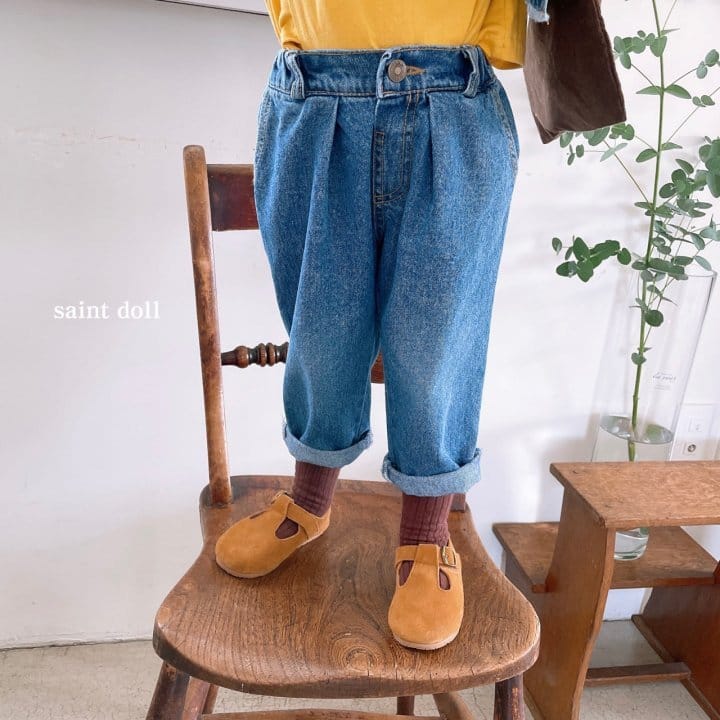 SAINT DOLL - Korean Children Fashion - #Kfashion4kids - Onetuck Denim Pants - 2