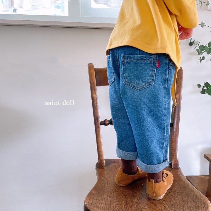 SAINT DOLL - Korean Children Fashion - #Kfashion4kids - Onetuck Denim Pants - 8