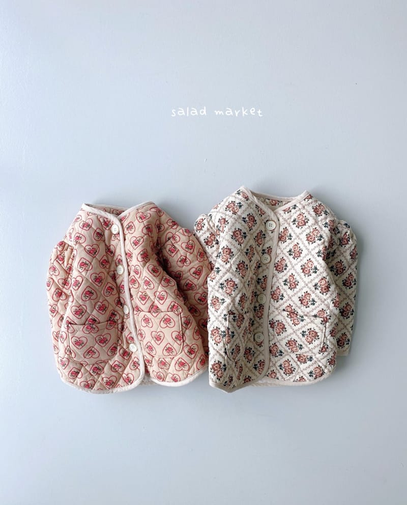 SALAD MARKET - Korean Children Fashion - #Kfashion4kids - Heart Flower Quilted Jacket - 9