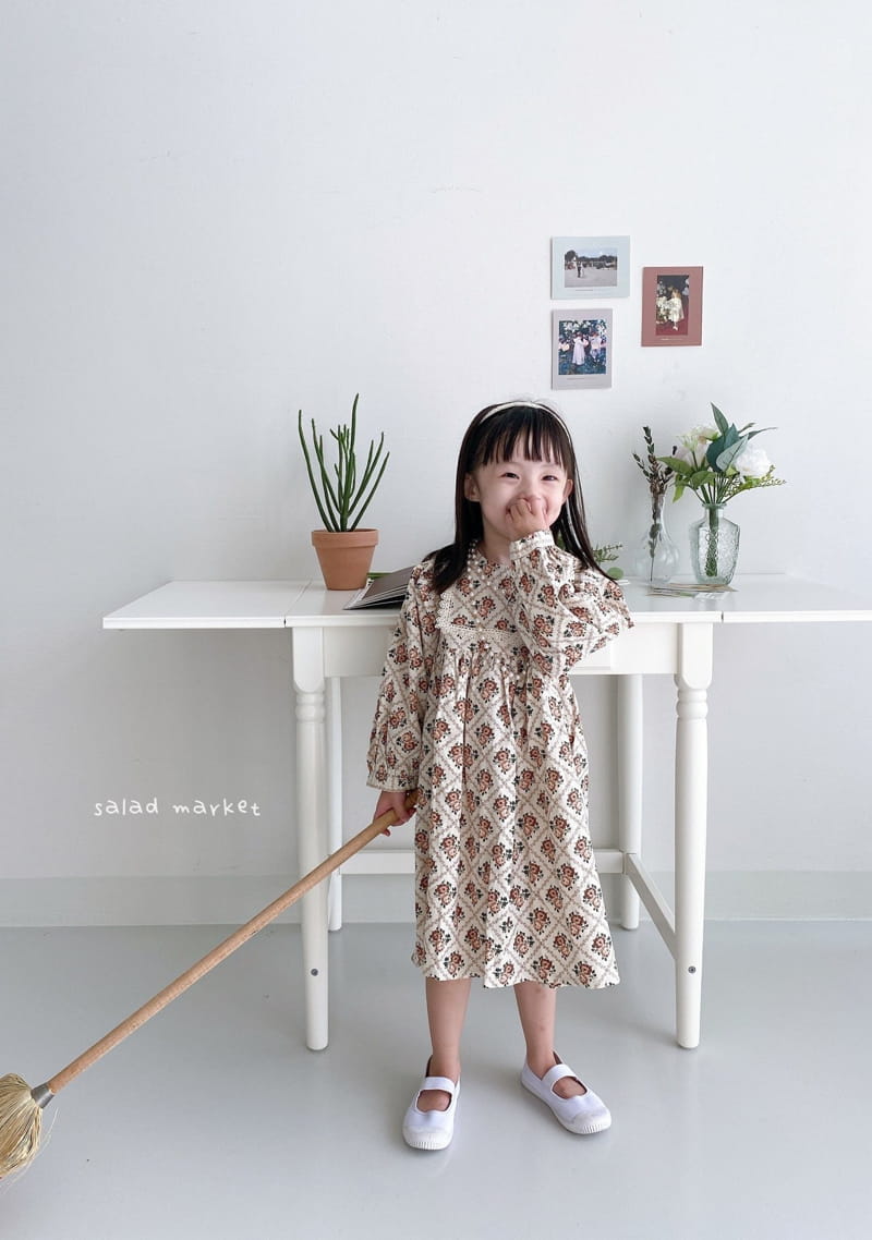SALAD MARKET - Korean Children Fashion - #Kfashion4kids - Vintage Flower One-piece