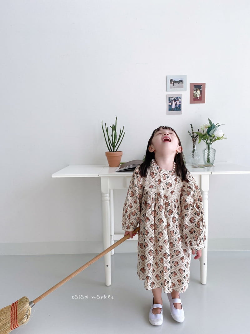 SALAD MARKET - Korean Children Fashion - #Kfashion4kids - Vintage Flower One-piece - 3