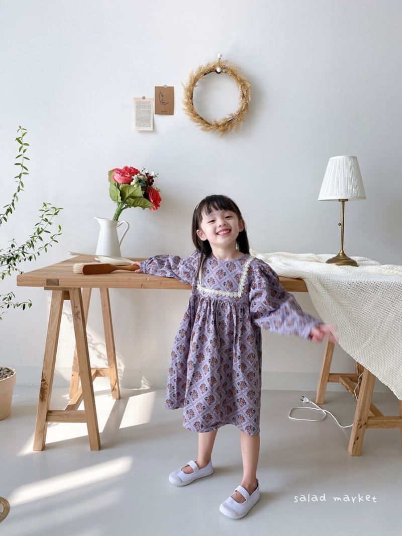 SALAD MARKET - Korean Children Fashion - #Kfashion4kids - Vintage Flower One-piece - 6