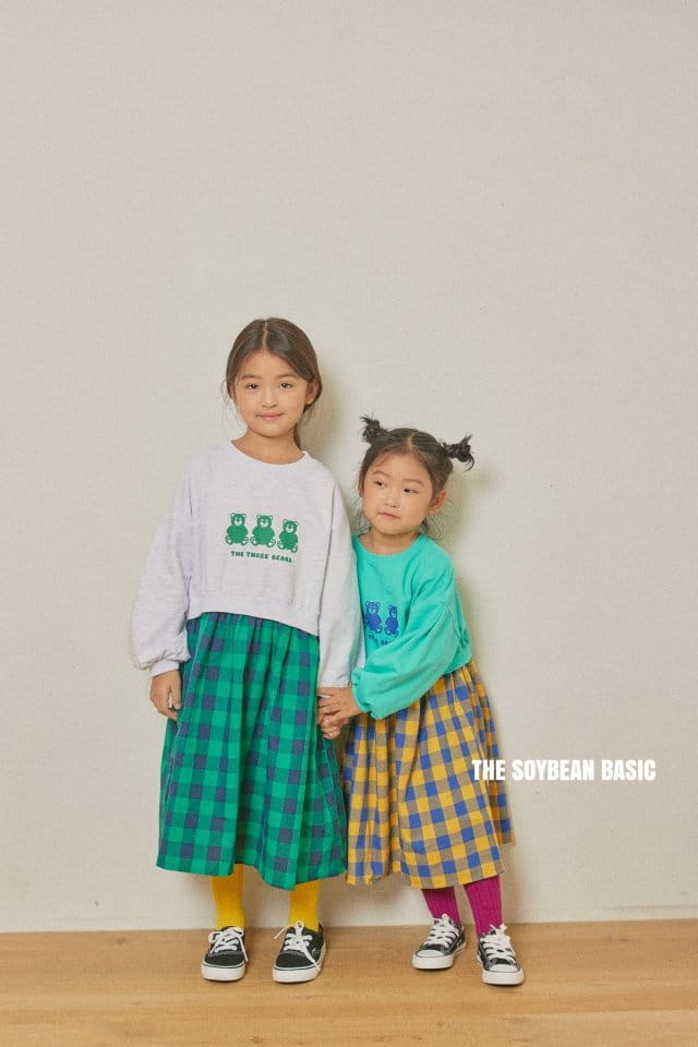 SOYBEAN - Korean Children Fashion - #Kfashion4kids - Check Three Bear One-piece