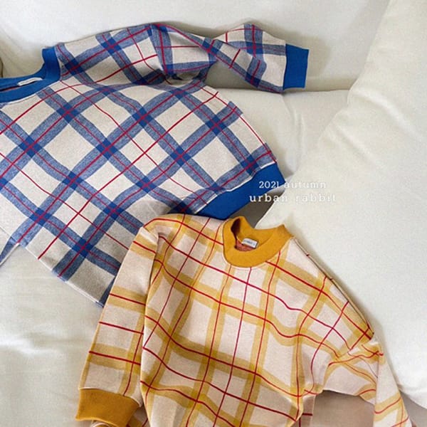 URBAN RABBIT - Korean Children Fashion - #Kfashion4kids - Color Check Sweatshirt