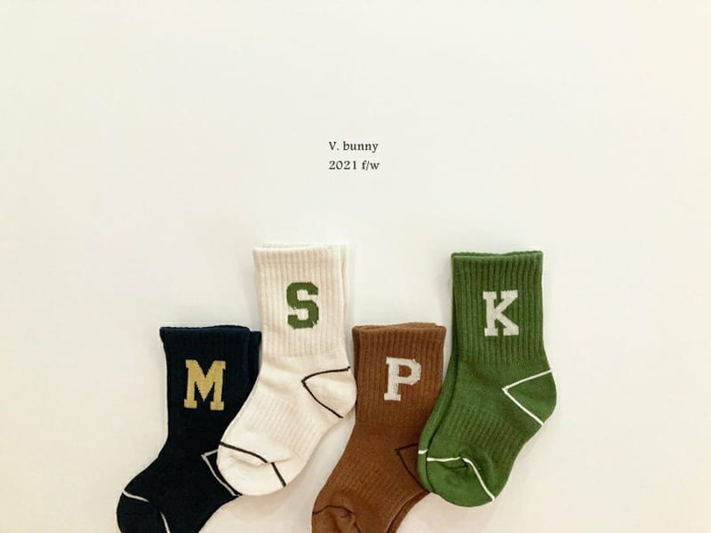 V BUNNY - Korean Children Fashion - #Kfashion4kids - Alphabet Socks [set of 4] - 4