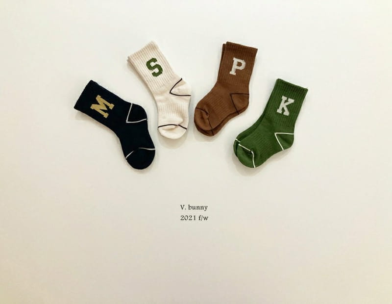 V BUNNY - Korean Children Fashion - #Kfashion4kids - Alphabet Socks [set of 4] - 5