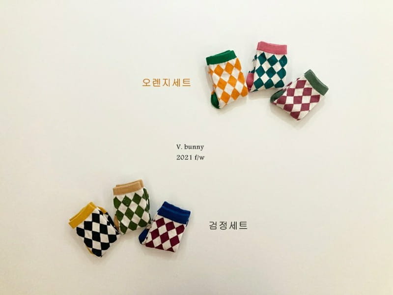 V BUNNY - Korean Children Fashion - #Kfashion4kids - Rhombus Socks [set of 3] - 8